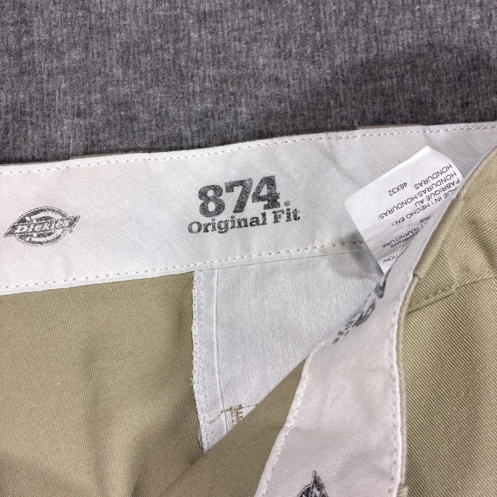 Dickies 874 Original Fit Work Pants Mens 46x32 Khaki Tan Straight Leg Workwear